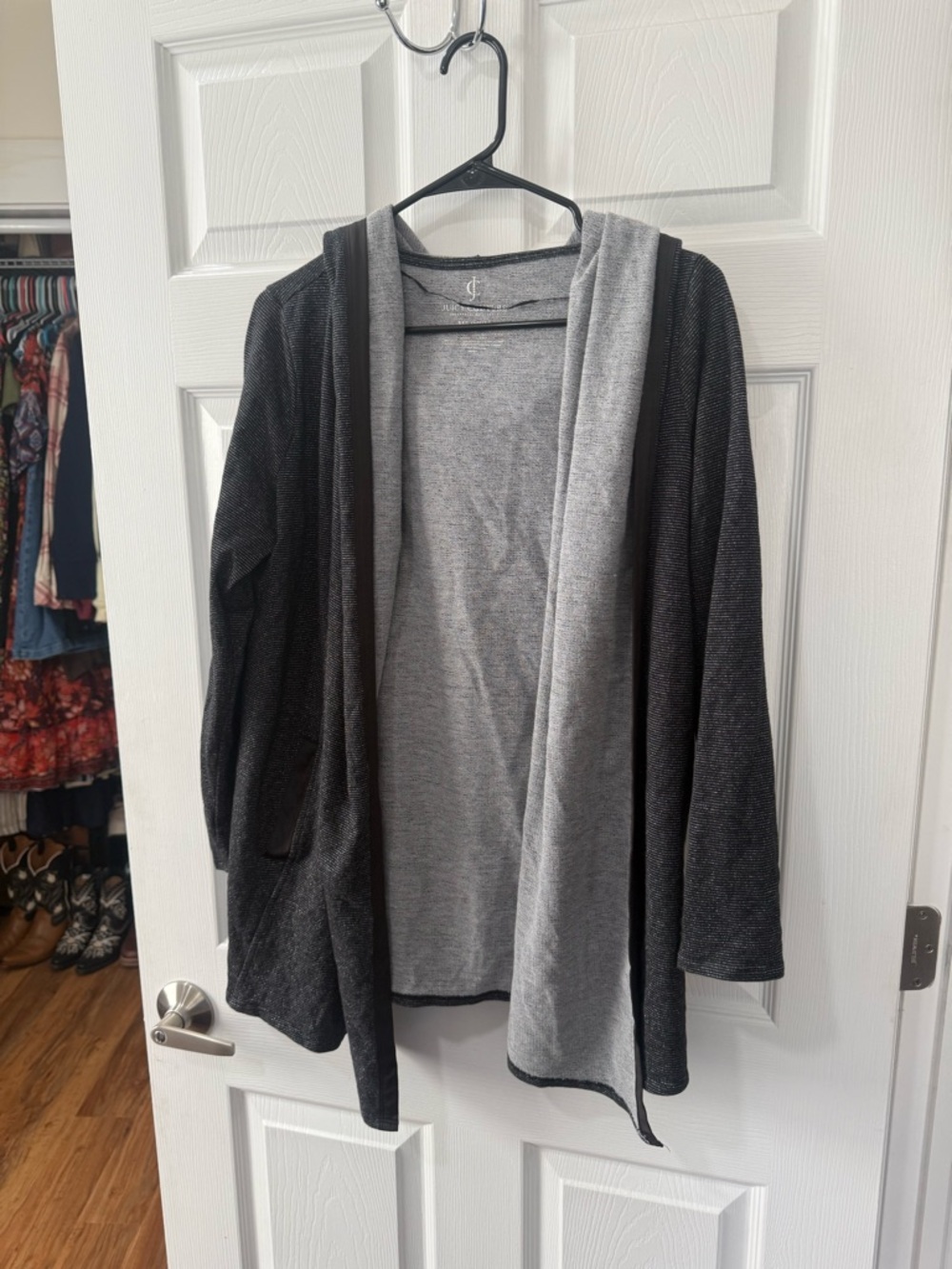 Juicy Couture Gray & Charcoal Open Front Cardigan